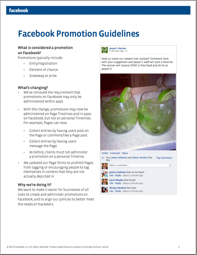 Facebook Promotie Voorwaarden